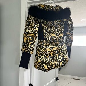 Stylist Versace jacket made out of polyester good for a night out